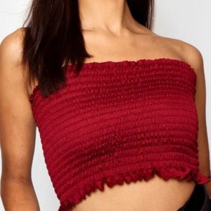 Red Tube Top Boohoo- Medium